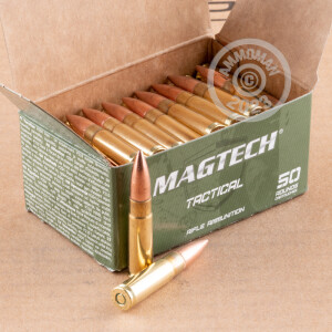 A photograph of 50 rounds of 200 grain 300 AAC Blackout ammo with a FMJ bullet for sale.