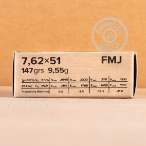 Image of 7.62X51MM SELLIER & BELLOT 147 GRAIN FMJ (20 ROUNDS)