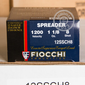 Image of the 12 GAUGE FIOCCHI SPREADER 2-3/4" 1 1/8 OZ #8 SHOT (250 ROUNDS) available at AmmoMan.com.