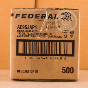 Photo detailing the 9MM LUGER FEDERAL SYNTECH ACTION PISTOL 150 GRAIN TOTAL SYNTHETIC JACKET (50 ROUNDS) for sale at AmmoMan.com.