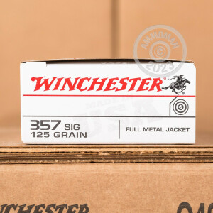 Photograph showing detail of 357 SIG WINCHESTER USA 125 GRAIN FULL METAL JACKET (50 ROUNDS)