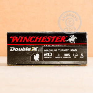 Image of the 20 GAUGE WINCHESTER DOUBLE X 3 INCH 1-1/4 OUNCE # 5 SHOT LEAD (10 ROUNDS) available at AmmoMan.com.