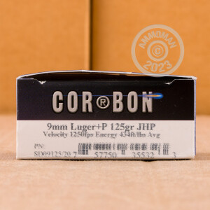 Photo detailing the 9MM LUGER +P CORBON 125 GRAIN JHP (500 ROUNDS) for sale at AmmoMan.com.