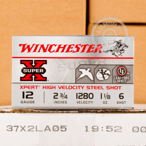 Photo detailing the 12 GAUGE WINCHESTER 2-3/4" #6 STEEL (25 ROUNDS) for sale at AmmoMan.com.