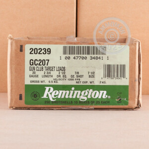 Photo detailing the 20 GAUGE 2 3/4" REMINGTON 7/8OZ #7.5 LEAD (250 ROUNDS) for sale at AmmoMan.com.
