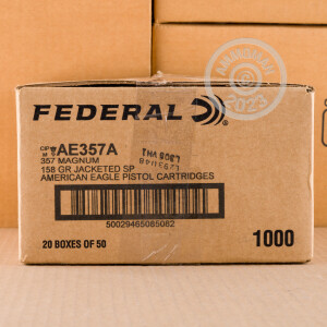 Image of the .357 MAGNUM FEDERAL AMERICAN EAGLE 158 GRAIN JSP (50 ROUNDS) available at AmmoMan.com.