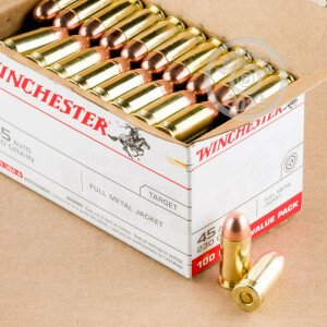 Image of the 45 ACP WINCHESTER 230 GRAIN FMJ (500 ROUNDS) available at AmmoMan.com.