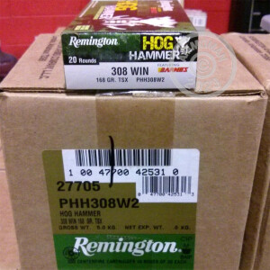 Image of the .308 WINCHESTER REMINGTON HOG HAMMER 168 GRAIN TSX (20 ROUNDS) available at AmmoMan.com.