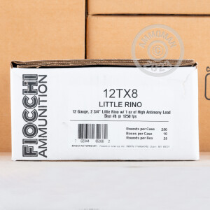 Image of the 12 GAUGE FIOCCHI LITTLE RINO 2-3/4" GRAIN #8 SHOT (250 ROUNDS) available at AmmoMan.com.