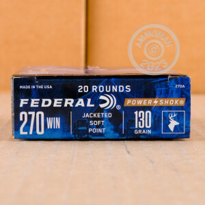 Photograph showing detail of 270 WIN FEDERAL POWER-SHOK 130 GRAIN SP (20 ROUNDS)