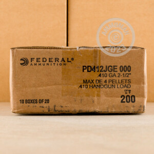 Photo detailing the .410 BORE FEDERAL PREMIUM 2-1/2" 000 BUCK (200 SHELLS) for sale at AmmoMan.com.