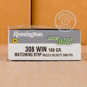 Photograph showing detail of .308 REMINGTON PREMIER MATCH 168 GRAIN BTHP (200 ROUNDS)