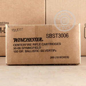 Photo detailing the 30-06 SPRINGFIELD WINCHESTER BALLISTIC SILVERTIP 150 GRAIN POLYMER TIP (20 ROUNDS) for sale at AmmoMan.com.