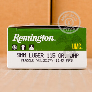 Image of the 9MM LUGER REMINGTON UMC 115 GRAIN JHP (50 ROUNDS) available at AmmoMan.com.