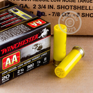 Image of 20 GAUGE 2 3/4" WINCHESTER AA LOW RECOIL TARGET #8 SHOT 25 ROUNDS
