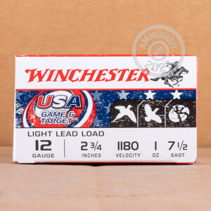 Photo detailing the 12 GAUGE WINCHESTER USA GAME & TARGET 2-3/4" 1 OZ. #7.5 SHOT (250 ROUNDS) for sale at AmmoMan.com.