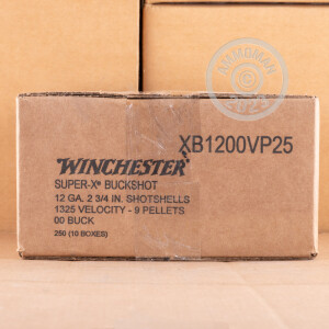 Image of the 12 GAUGE WINCHESTER SUPER-X 2-3/4" 9 PELLET 00 BUCKSHOT (250 ROUNDS) available at AmmoMan.com.