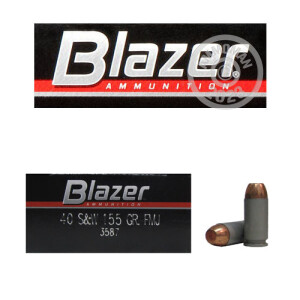 Image detailing the aluminum case and boxer primers on the Blazer ammunition.