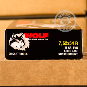 Image of the 7.62X54R WOLF 148 GRAIN FMJ (20 ROUNDS) available at AmmoMan.com.