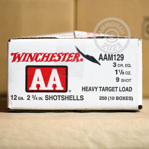 Photo detailing the 12 GAUGE WINCHESTER AA 2-3/4" 1-1/8 OZ. #9 SHOT (25 ROUNDS) for sale at AmmoMan.com.