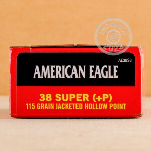 Photo detailing the 38 SUPER FEDERAL AMERICAN EAGLE 115 GRAIN JHP (50 ROUNDS) for sale at AmmoMan.com.