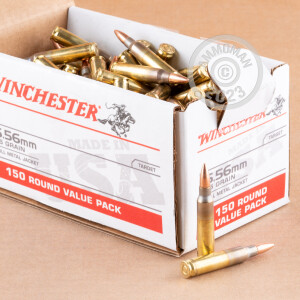 Image of bulk 5.56x45mm ammo by Winchester that's ideal for training at the range.