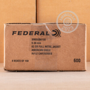 Photo detailing the 5.56 NATO FEDERAL LAKE CITY M855 BALL 62 GRAIN FMJ (600 ROUNDS) for sale at AmmoMan.com.