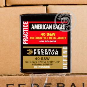 Image of .40 S&W FEDERAL AMERICAN EAGLE COMBO 180 GRAIN FMJ/JHP (120 ROUNDS)