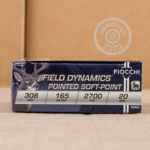 Photo detailing the 308 WIN FIOCCHI 165 GRAIN PSP (20 ROUNDS) for sale at AmmoMan.com.