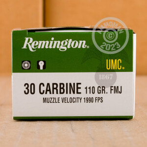 Image of .30 CARBINE REMINGTON UMC 110 GRAIN MC (50 ROUNDS)