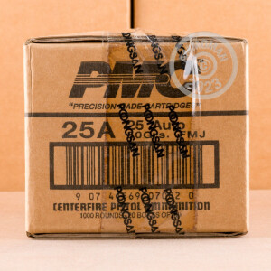 Photograph showing detail of 25 ACP PMC BRONZE 50 GRAIN FMJ (50 ROUNDS)