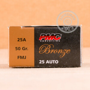 Image of the 25 ACP PMC BRONZE 50 GRAIN FMJ (50 ROUNDS) available at AmmoMan.com.