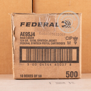 Image of the 9MM FEDERAL SYNTECH TRAINING MATCH 124 GRAIN TOTAL SYNTHETIC JACKET FN (500 ROUNDS) available at AmmoMan.com.
