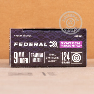 Image of the 9MM FEDERAL SYNTECH TRAINING MATCH 124 GRAIN TOTAL SYNTHETIC JACKET FN (500 ROUNDS) available at AmmoMan.com.