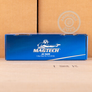 Photo detailing the 40 S&W MAGTECH 180 GRAIN FMJ FLAT NOSE #MP40B (1,000 Rounds) for sale at AmmoMan.com.