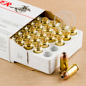 Photo detailing the 40 S&W WINCHESTER USA 180 GRAIN JHP (50 ROUNDS) for sale at AmmoMan.com.