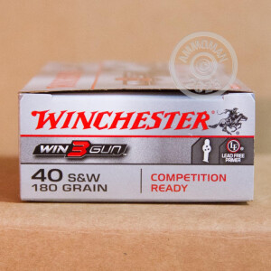 Photograph showing detail of 40 S&W WINCHESTER WIN3GUN 180 GRAIN FMJ (500 ROUNDS)