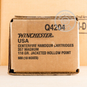 Photograph showing detail of 357 MAGNUM WINCHESTER 110 GRAIN JACKETED HOLLOW POINT (500 ROUNDS)