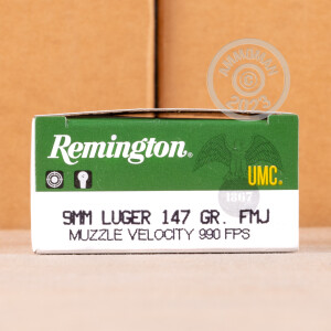 Image of the 9MM LUGER REMINGTON UMC 147 GRAIN MC (50 ROUNDS) available at AmmoMan.com.