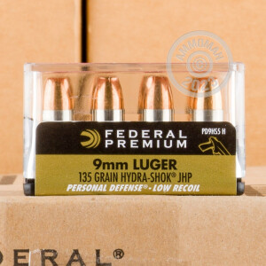 Image of 9MM LUGER FEDERAL PREMIUM 135 GRAIN HYDRA-SHOK JHP (20 ROUNDS)