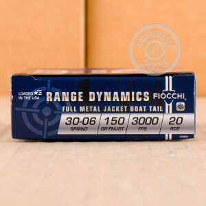 Photo detailing the .30-06 SPRINGFIELD FIOCCHI SHOOTING DYNAMICS 150 GRAIN FMJ (200 ROUNDS) for sale at AmmoMan.com.