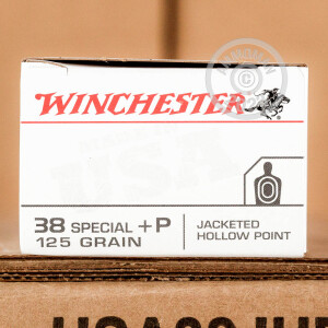 Photograph showing detail of 38 SPECIAL +P WINCHESTER 125 GRAIN JACKETED HOLLOW POINT (500 ROUNDS)