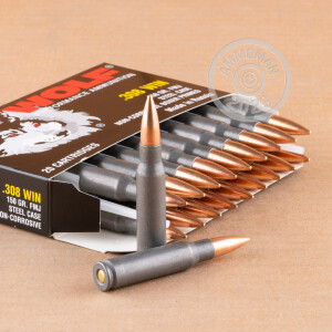 Photo detailing the 308 WIN WOLF 150 GRAIN FMJ (500 ROUNDS) for sale at AmmoMan.com.