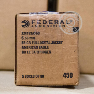 Image of 5.56x45mm ammo by Federal that's ideal for training at the range.