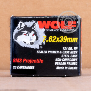 Image of 7.62X39 WOLF PERFORMANCE 124 GRAIN HP 8M3 (1000 ROUNDS)