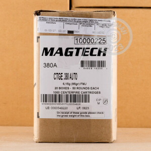 Image of the .380 AUTO MAGTECH 95 GRAIN FMC (1000 ROUNDS) available at AmmoMan.com.