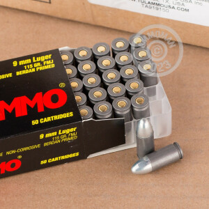 Photo detailing the 9MM LUGER TULA 115 GRAIN FMJ (50 ROUNDS) for sale at AmmoMan.com.