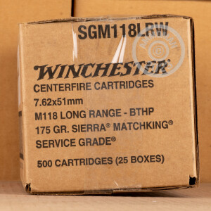 Photo detailing the 7.62X51 WINCHESTER SERVICE GRADE 175 GRAIN HPBT MATCHKING M118LR (20 ROUNDS) for sale at AmmoMan.com.