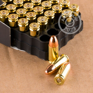Image detailing the brass case and boxer primers on the Stelth ammunition.