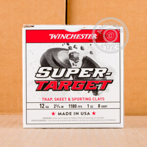Photo detailing the 12 GAUGE WINCHESTER SUPER TARGET XTRA-LITE TARGET LOAD 2 3/4“ 1 OZ. #8 SHOT (250 ROUNDS) for sale at AmmoMan.com.